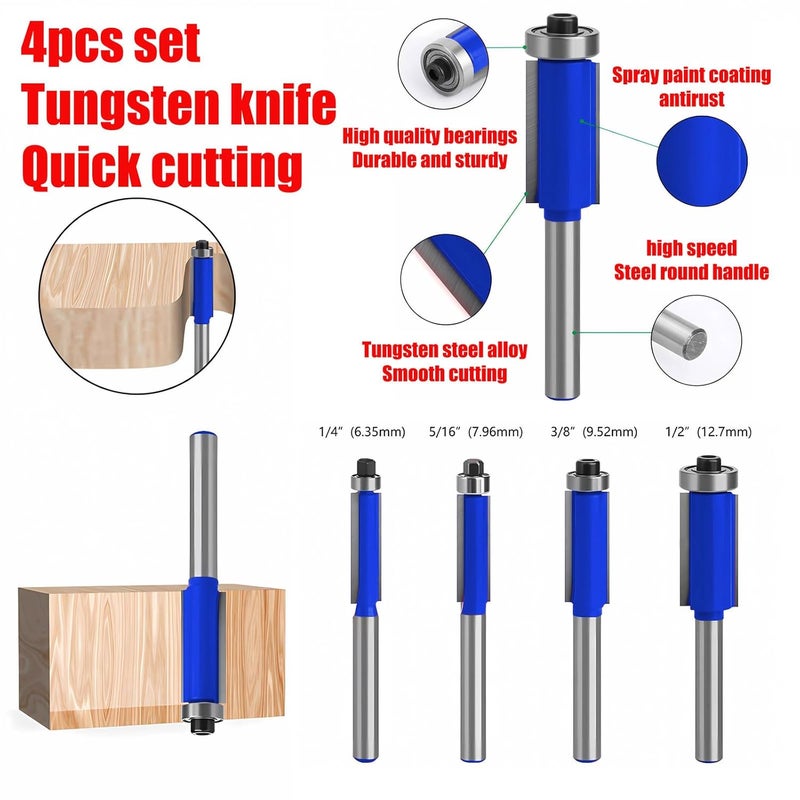 Lightdream 2-Piece 4-in-1 Rounded Corner Router Template, Aluminium Alloy Edge Guide Radius Template, Complete with 4 milling Cutters, for Woodworking Applications Rounded Corner arc Cutting and DIY Project - Image 2